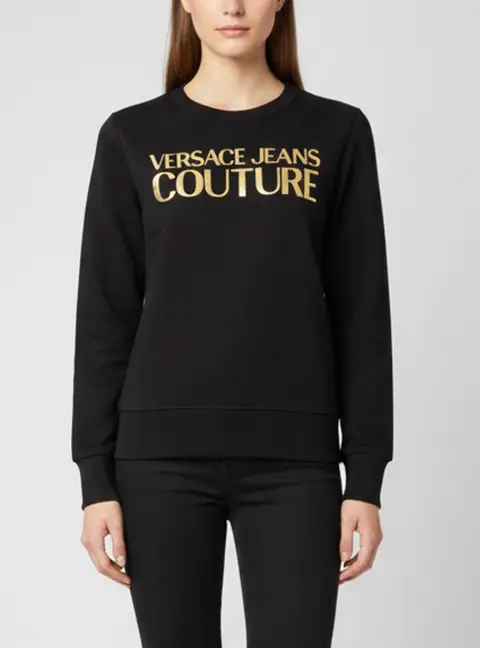 Versace Jeans Couture Black Logo Print Cotton Jersey Sweatshirt XXS