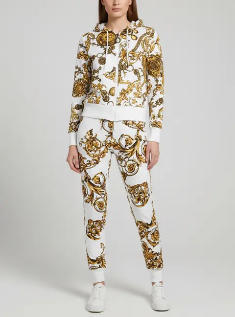 Versace Jeans Couture White Baroque Print Knit Tracksuit Set M