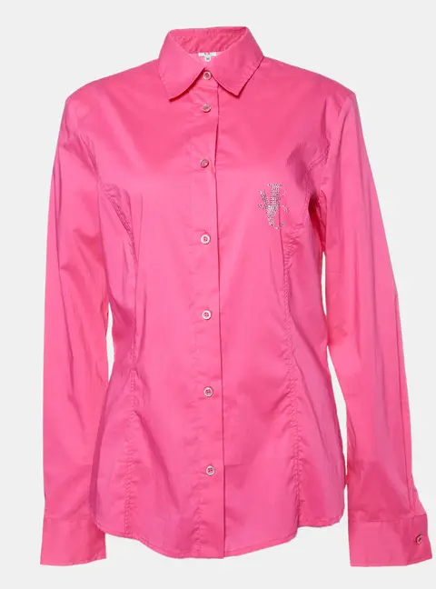 Versace Jeans Couture Pink Cotton Logo Detail Shirt M