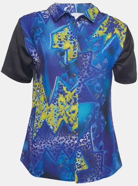 Versace Jeans Multicolor Printed Sateen Button Back Top S
