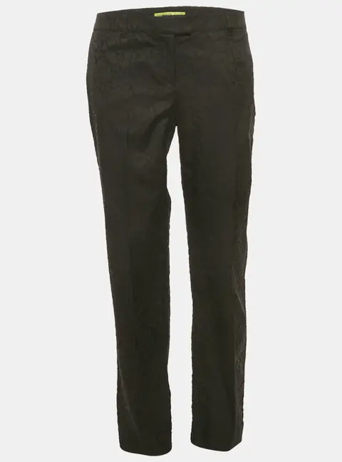 Versace Jeans Black Jacquard Cotton Blend Trousers M