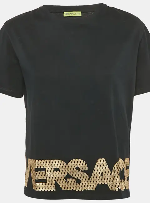 Versace Jeans Black Cotton T-Shirt L