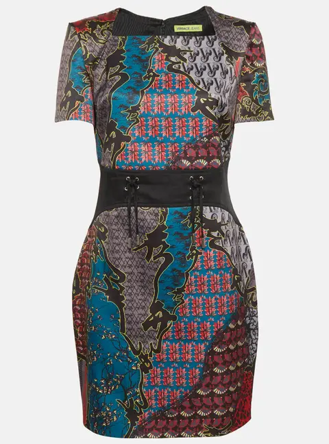 Versace Jeans Multicolor Print Knit Short Dress L