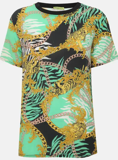 Versace Jeans Multicolor Printed Crepe T-Shirt M