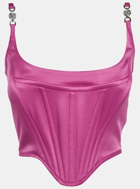 Versace Pink Satin Medusa '95 Corset Top S