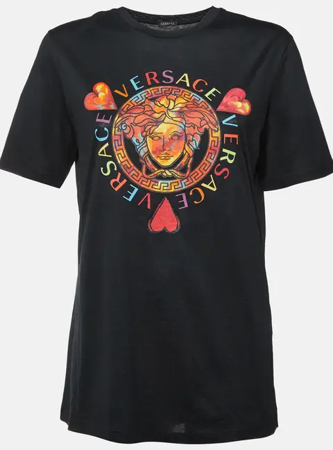 Versace Black Love Versace Medusa Print Jersey Crewneck T-Shirt M