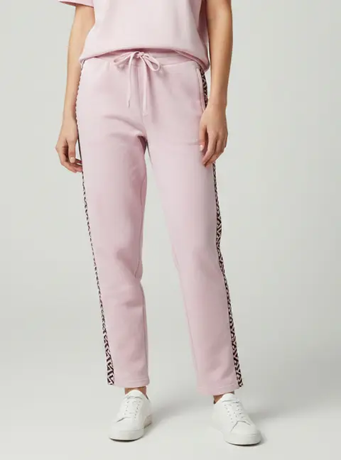 Versace Pink Side Stripe Cashmere Blend La Greca Sweatpants L