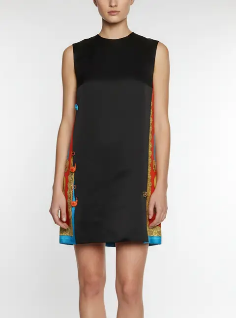 Versace Black Heritage Barocco Goddess Crepe and Satin Mini Dress M