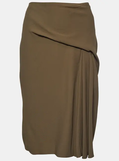 Versace Moss Green Crepe Draped Knee-Length Skirt M
