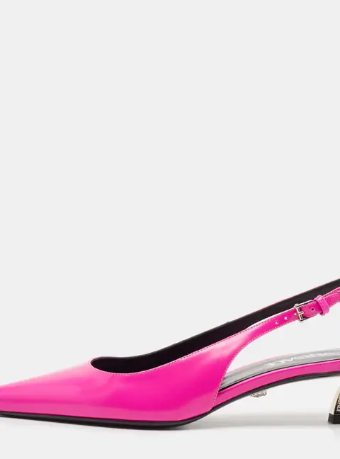 Versace Pink Brushed Leather Pin-Point Slingback Pumps Size 38