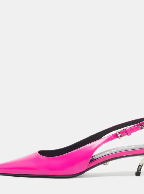 Versace Size 35 Pink Leather Slingback Pumps