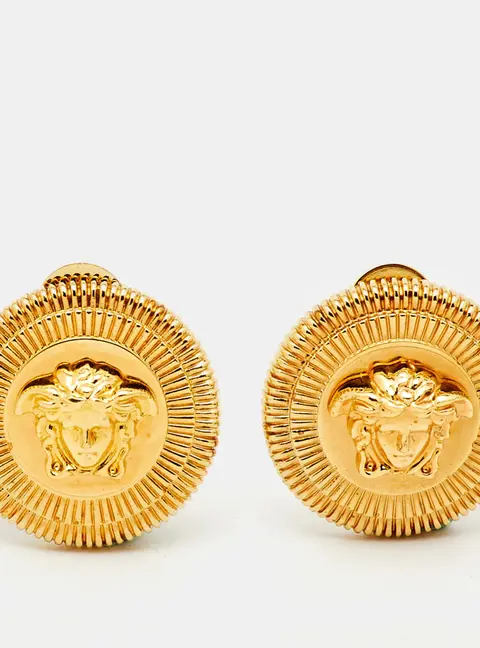 Versace Medusa Biggie Gold Tone Earrings