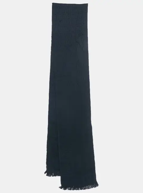 Versace Blue Logo Jacquard Wool Stole