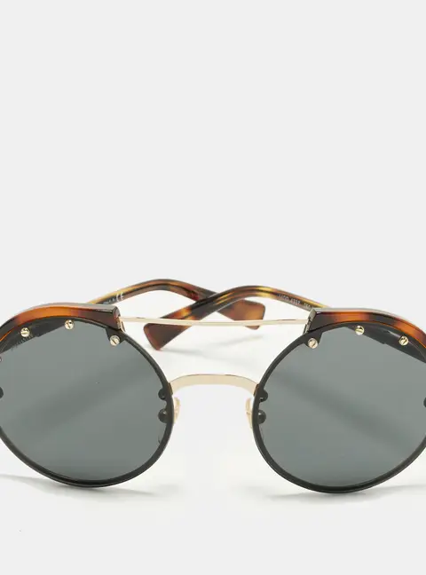 Versace Tortoise Brown/Black MOD 4337 Medusa Round Sunglasses