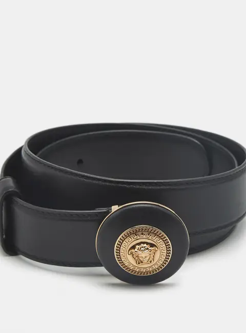Versace Medusa 95 CM Buckle Belt Black Leather