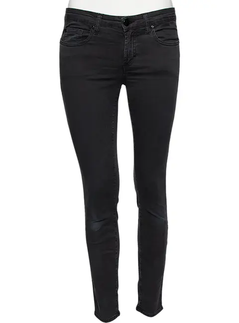 Versace Charcoal Grey Denim Stud Embellished Pocket Detailed Jeans S