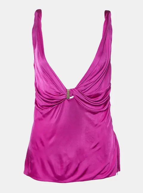 Versace Pink Jersey Knotted Sleeveless Top M