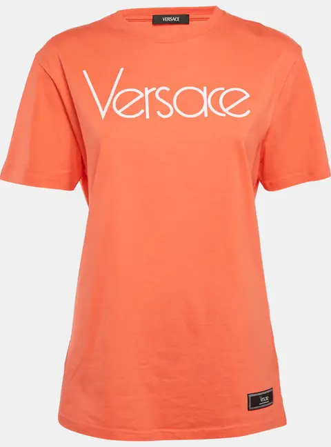Versace Coral Pink 1978 Re-Edition Cotton Crew Neck T-Shirt S