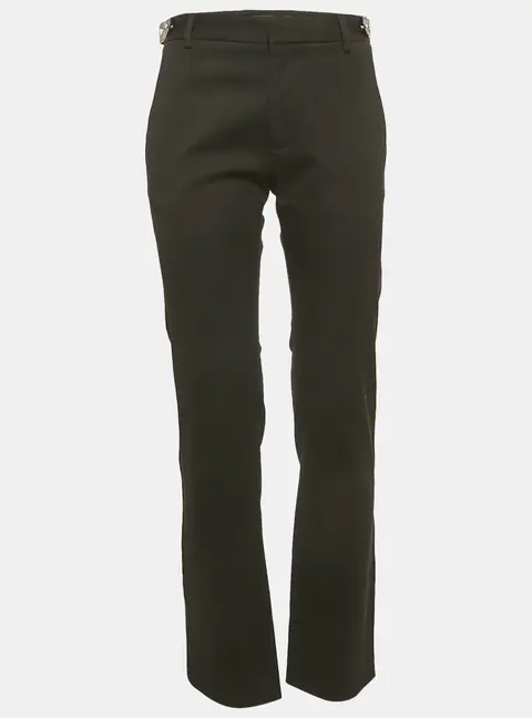 Versace Black Gabardine Belt Detail Trousers M