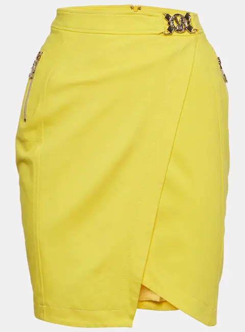 Versace Jeans Yellow Jersey Logo Detail Mini Skirt S