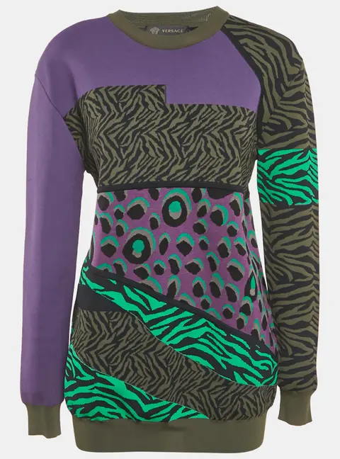 Versace Multicolor Animal Print Jersey Sweatshirt S