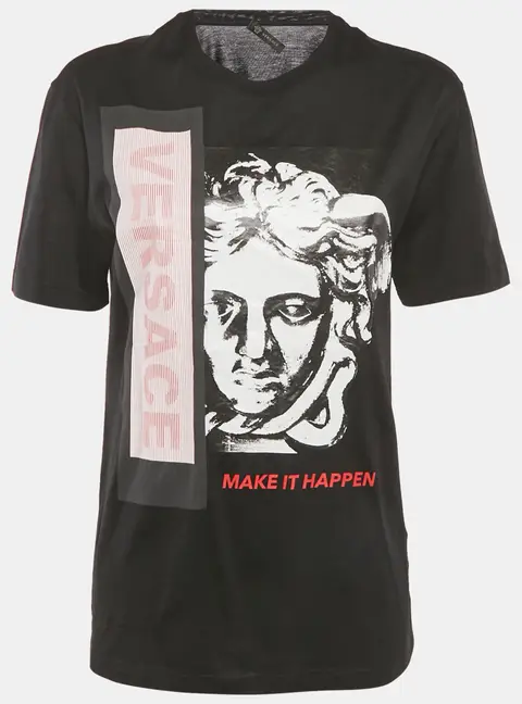 Versace Black Make It Happen Print Cotton T-Shirt S