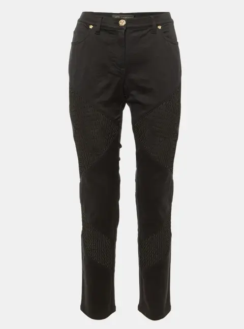 Versace Black Denim & Mesh Paneled Slim Fit Jeans M/Waist 31"