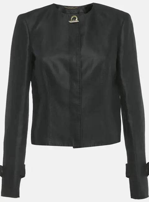 Versace Black Cotton Blend Button Front Jacket M