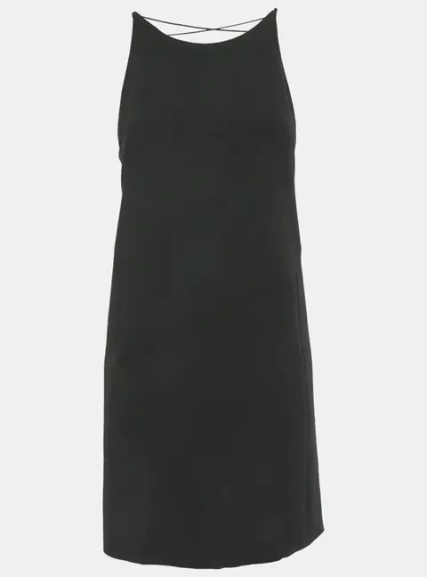 Versace Black Crepe Crisscross Detail Mini Dress S