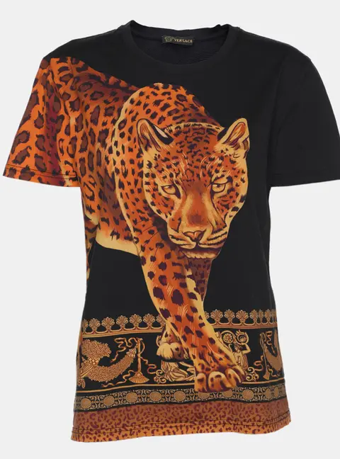 Versace Multicolor Tiger Print Jersey T-Shirt S