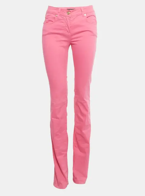 Versace Pink Pocket Embroidered Cotton Jeans S/Waist 28"