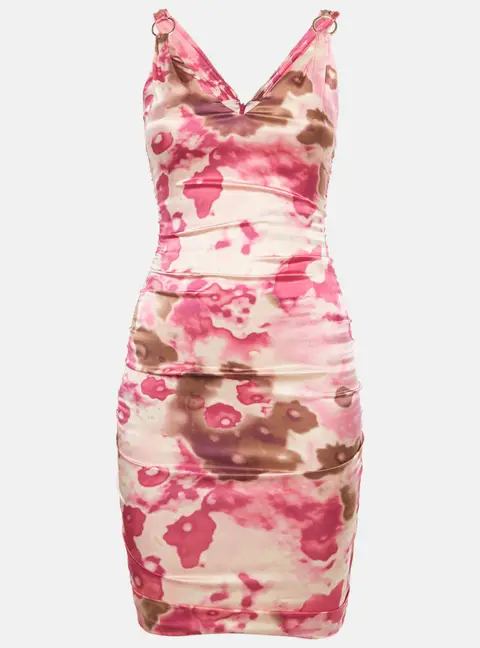 Versace Pink Abstract Print Silk Mini Dress S