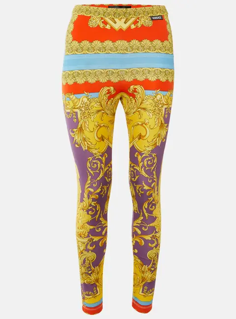 Versace Multicolor Heritage Print Jersey Leggings M