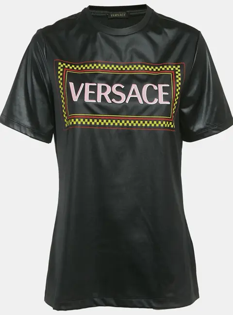 Gianni Versace Black Graphic Logo Detail Jersey T-Shirt S