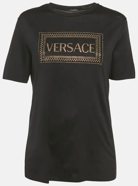 Versace Black Medusa Rhinestone Jersey T-Shirt M