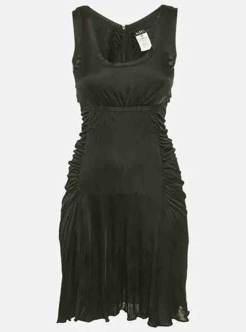 VJC by Versace Black Jersey Ruched Detail Dress M