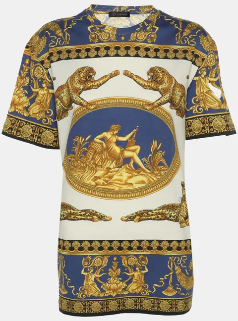 Versace Multicolor Baroque inspired Panther Print Jersey T-Shirt S