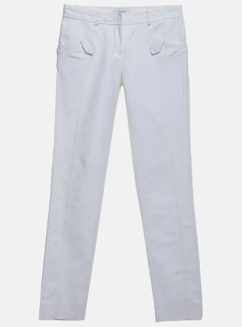 Versace Off-White Cotton Blend Straight Fit Pants S