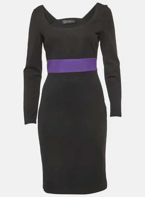 Versace Black/Purple Cotton Knit Mini Dress M