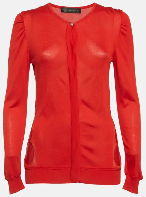 Versace Red Wool Blend Cardigan M