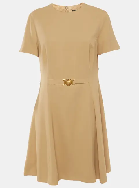 Versace Beige Crepe Medusa 95' Mini Dress L