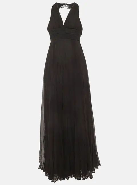 Versace Black Silk Halter Maxi Dress S