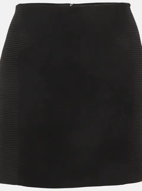 Versace Black Silk Blend Ribbed Paneled Mini Skirt M