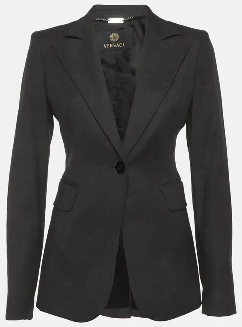 Versace Black Wool Blend Regular Fit Blazer M