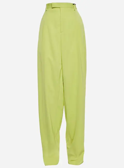 Versace Lime Green Gabardine Pleated Trousers XXL