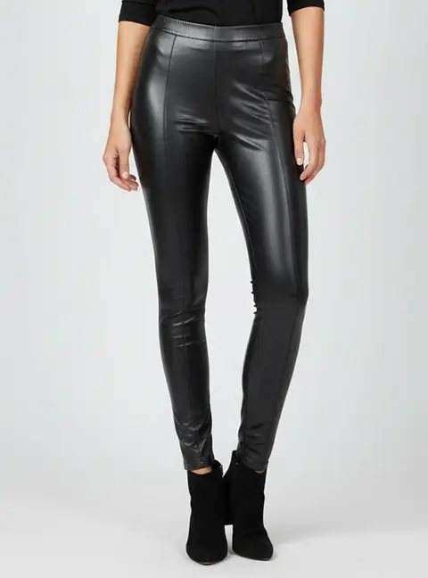 Versace Black Latex High Waist Zip Up Leggings S