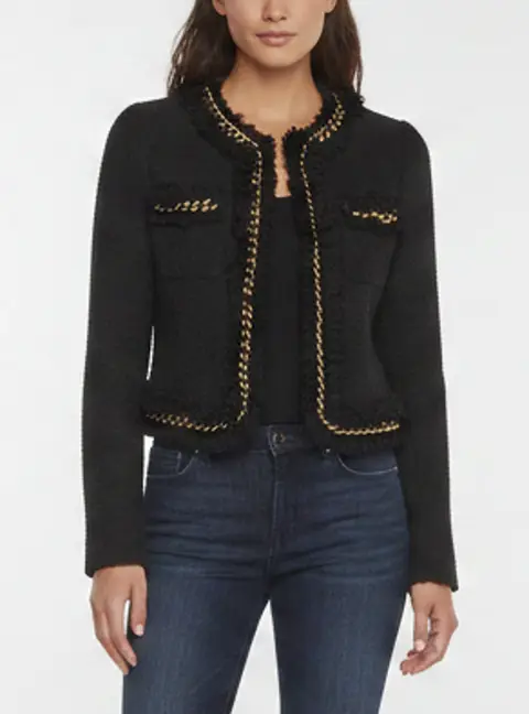 Versace Black Tweed Long Sleeve Cropped Jacket S