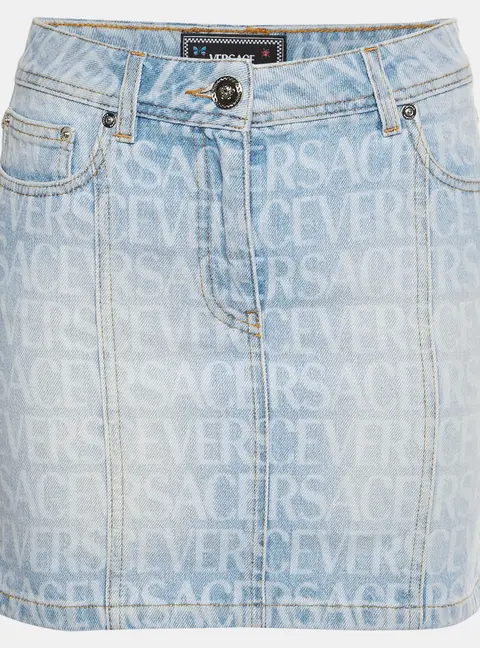 Versace Blue Monogram Denim Mini Skirt S