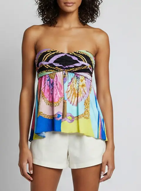 Versace Multicolour Ventagli Print Jersey Flared Mini Skirt XS