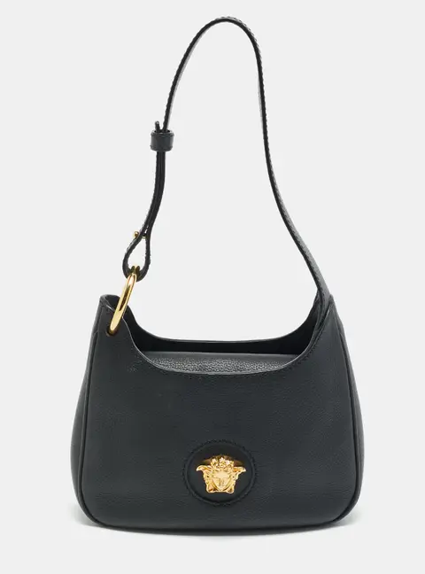 Versace La Medusa Mini Black Leather Hobo